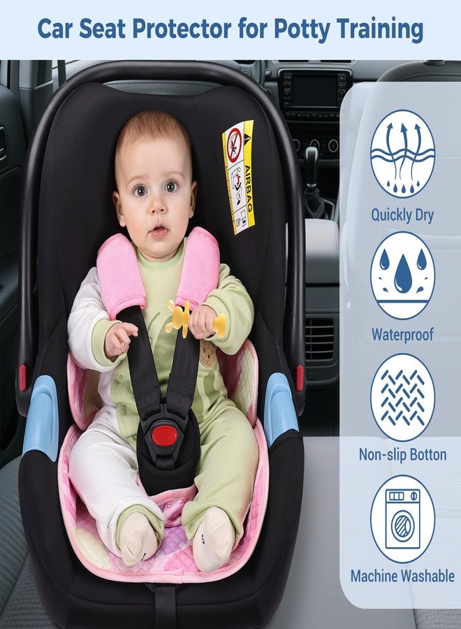 COOLBEBE Piddle Pads Car Seat Protector for Potty Training, 2 Pack Dry Waterproof Car Seat Liner Toilet Training & Strap Covers for Baby Infant, Baby Car Seat Pad Cover for Strollers, Carseat (Pink) - Image 3